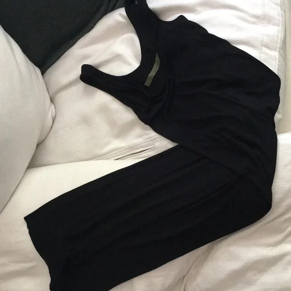 Enza Costa Black Ribbed Tank Midi Dress - Picture 4 of 5